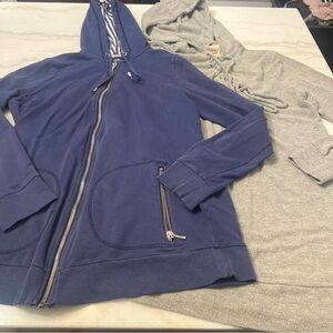 Lot Of 2 Maternity Hoodie Sweatshirt Full Zip Pullover Size Medium Gray Blue